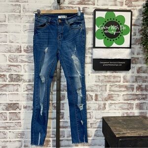 Encore Jeans Distressed Skinny Jeans in Blue